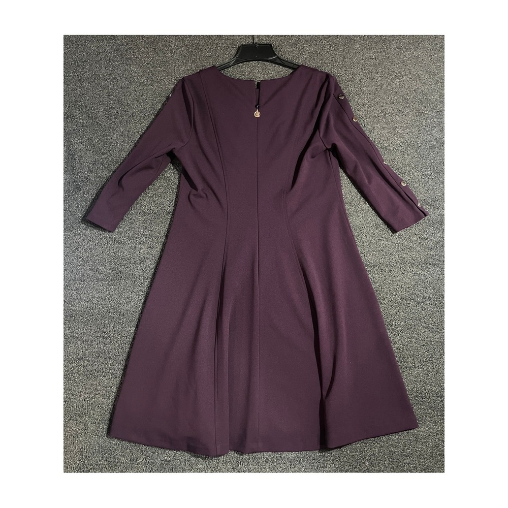 Tommy Hilfiger Womens Aubergine Purple 3/4 Sleeve A-Line Dress Size 16 A9FC1CEG - Picture 2 of 12